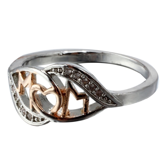 2-Tone MOM Rhinestone Crystal Ring - Picture 6 of 6